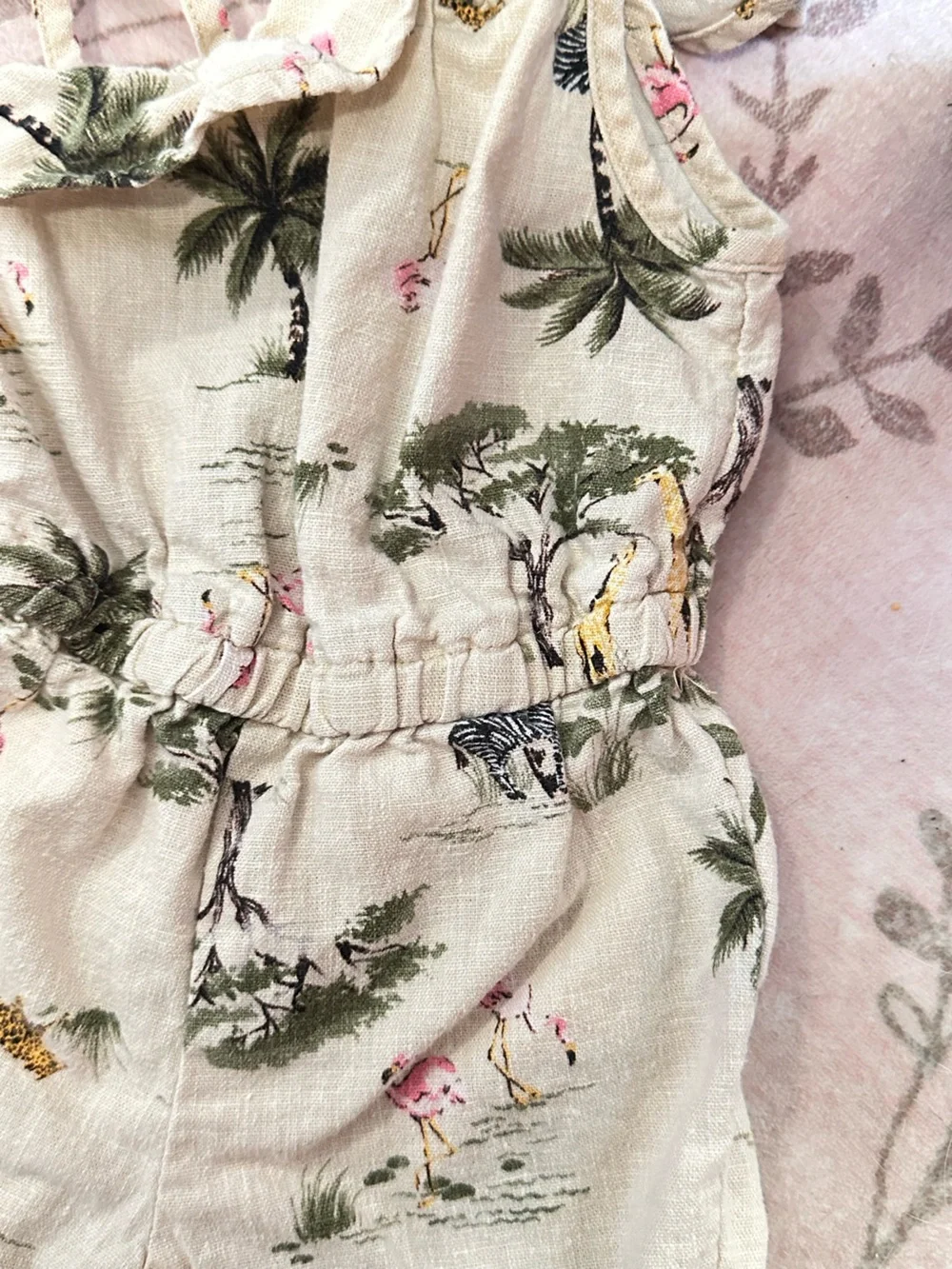 Old Navy Beige Floral Baby Romper